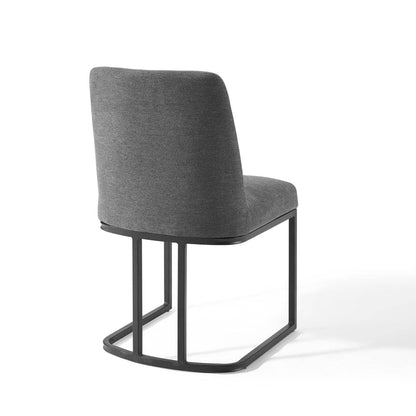 Amplify Sled Base Upholstered Fabric Dining Side Chair (Black Charcoal) by Modway Dining Chair Modway 