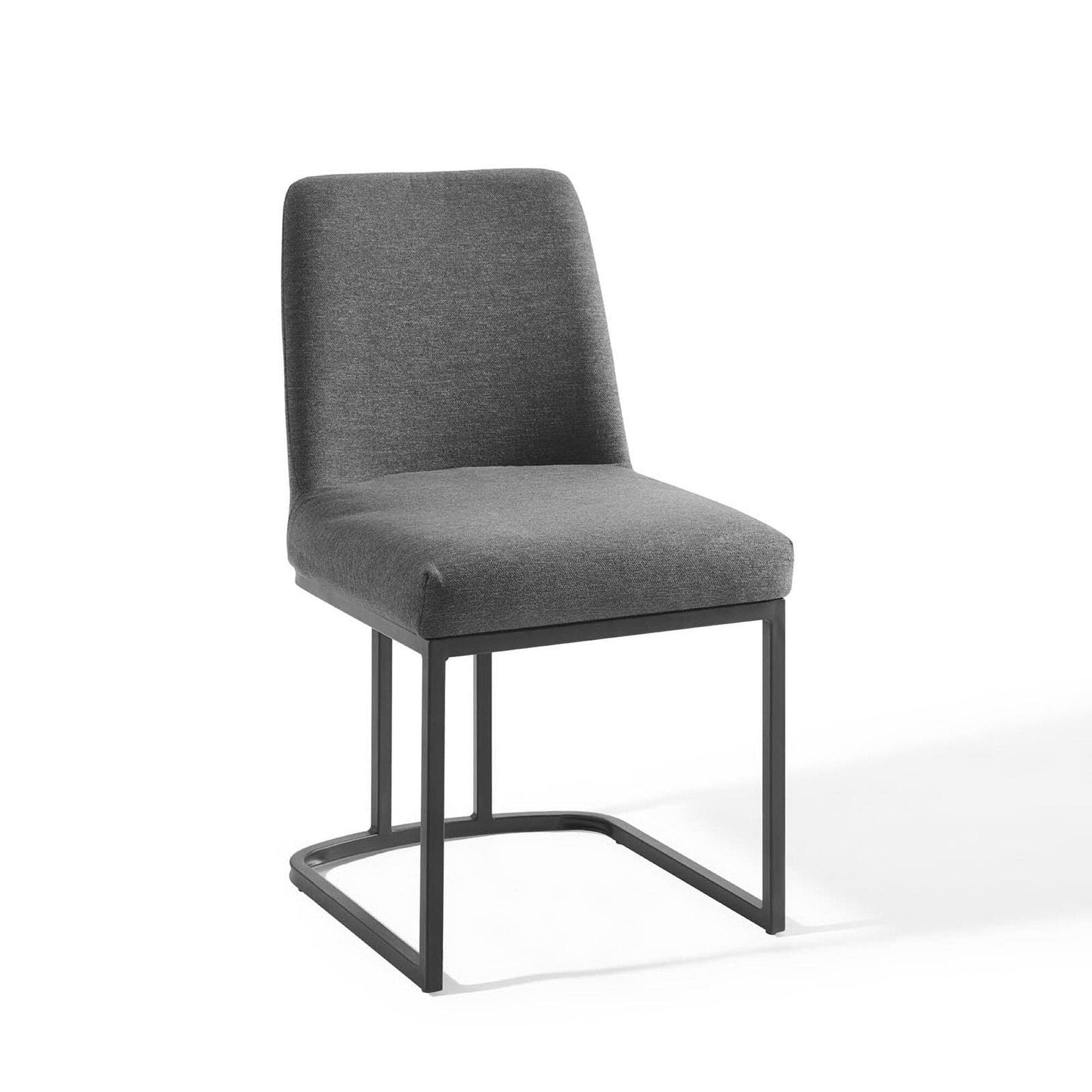 Amplify Sled Base Upholstered Fabric Dining Side Chair (Black / Charcoal) by Modway Dining Chair Modway 