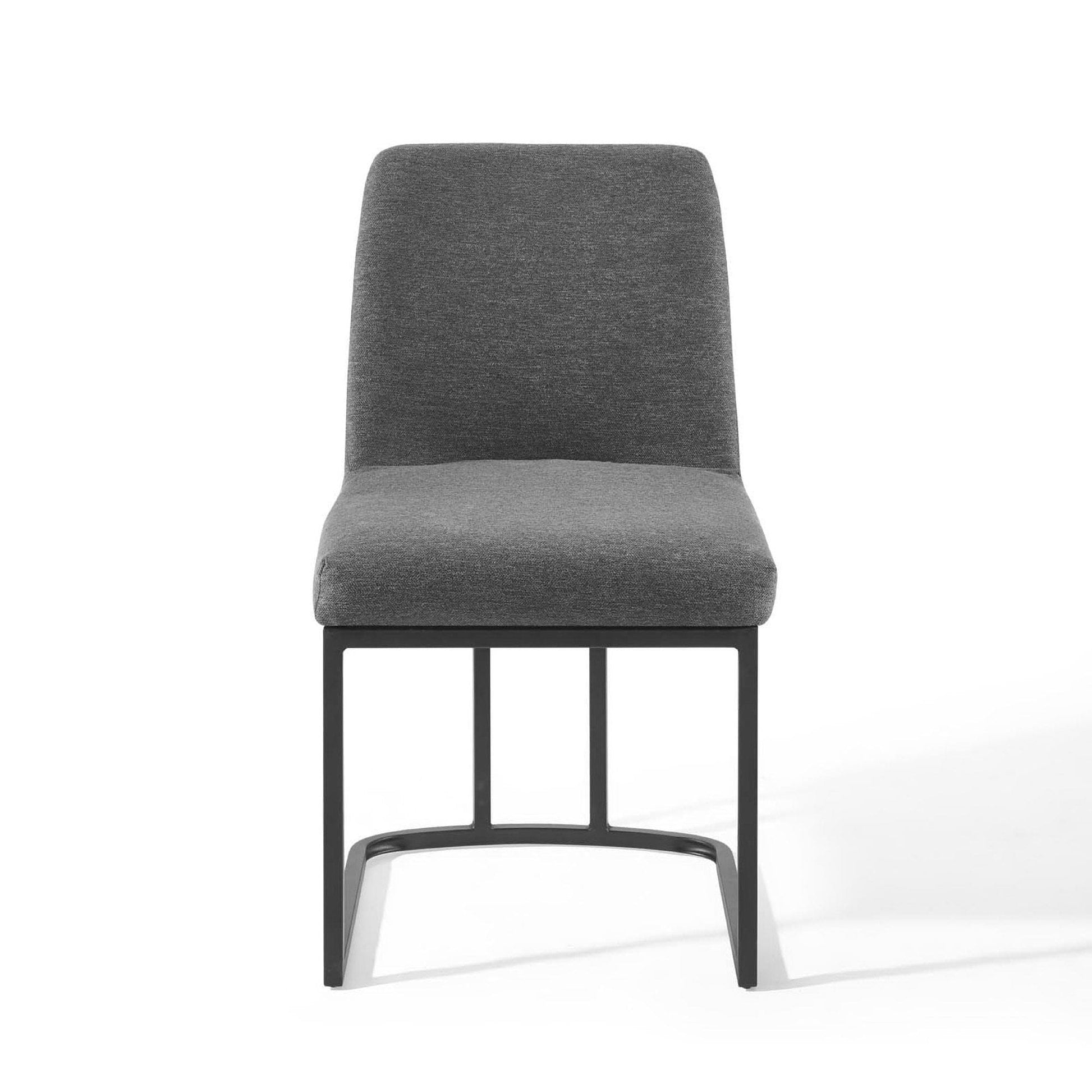 Amplify Sled Base Upholstered Fabric Dining Side Chair (Black / Charcoal) by Modway Dining Chair Modway 