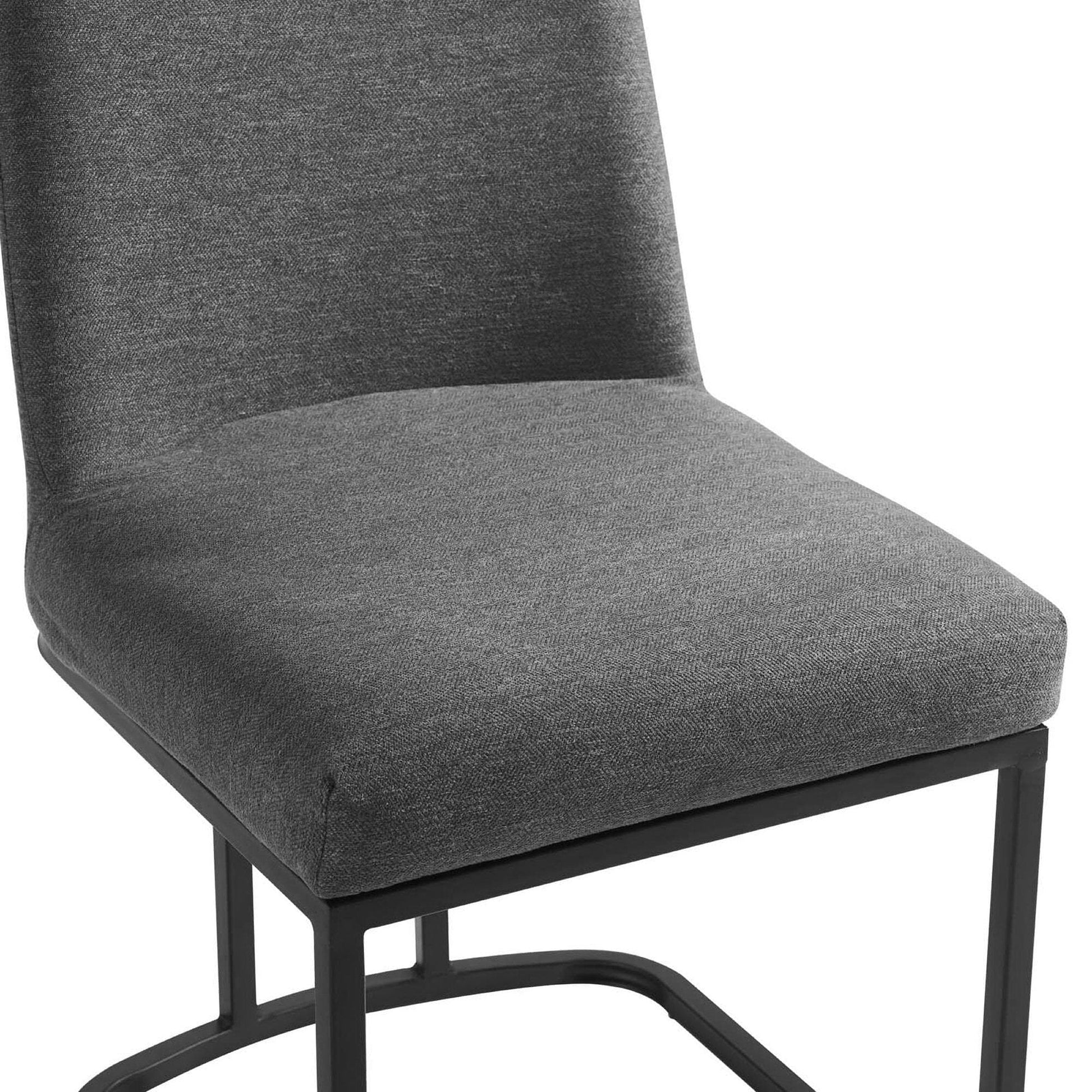 Amplify Sled Base Upholstered Fabric Dining Side Chair (Black / Charcoal) by Modway Dining Chair Modway 