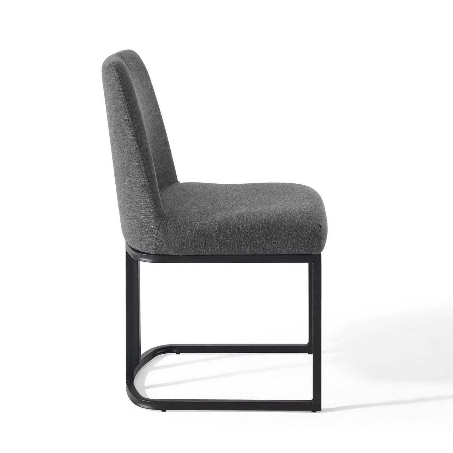 Amplify Sled Base Upholstered Fabric Dining Side Chair (Black / Charcoal) by Modway Dining Chair Modway 