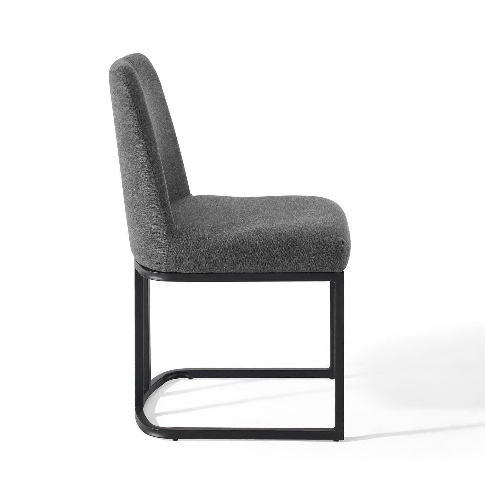 Amplify Sled Base Upholstered Fabric Dining Side Chair (Black / Charcoal) by Modway Dining Chair Modway 
