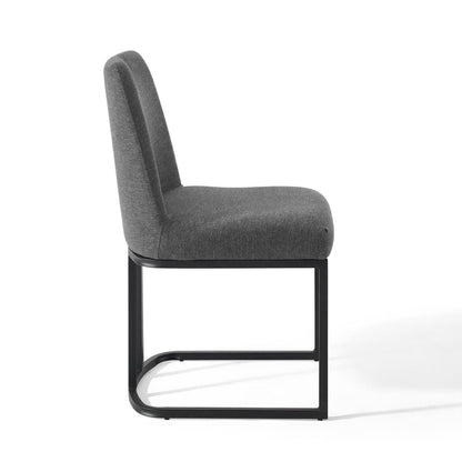 Amplify Sled Base Upholstered Fabric Dining Side Chair (Black / Charcoal) by Modway Dining Chair Modway 
