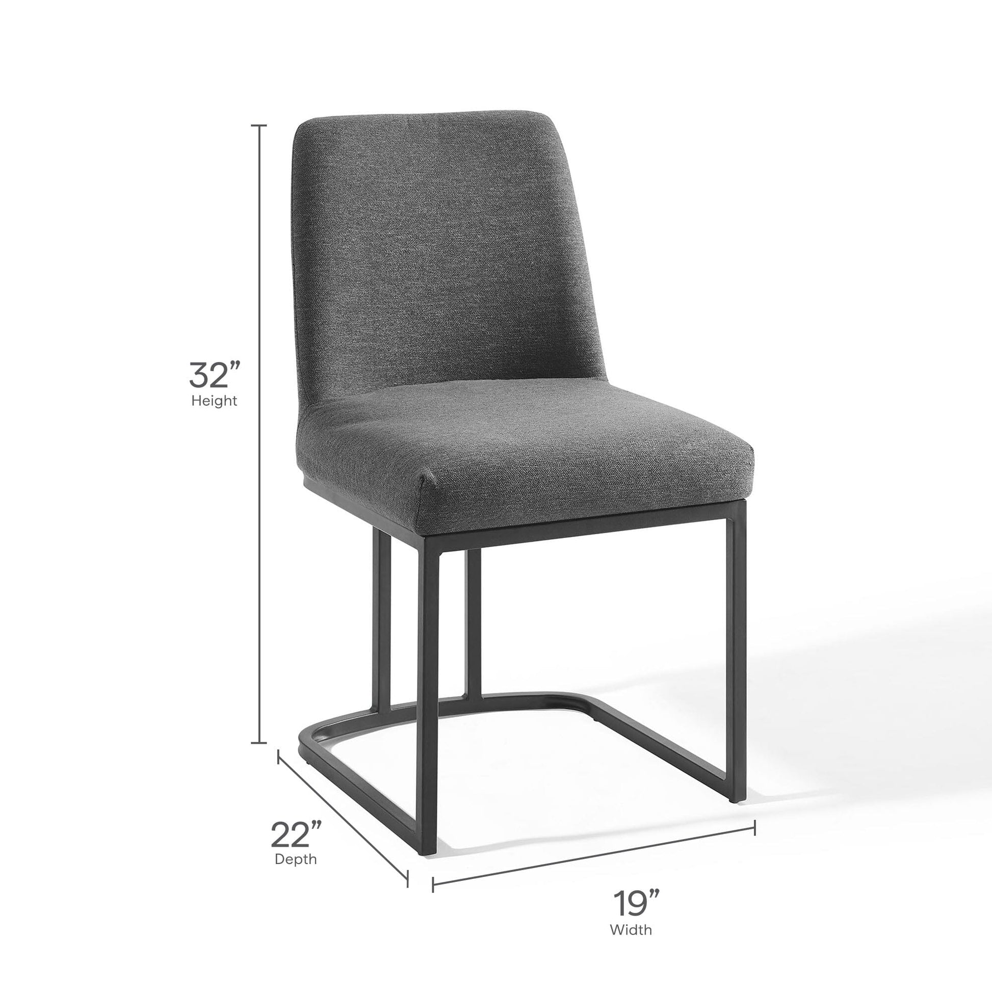 Amplify Sled Base Upholstered Fabric Dining Side Chair (Black / Charcoal) by Modway Dining Chair Modway 