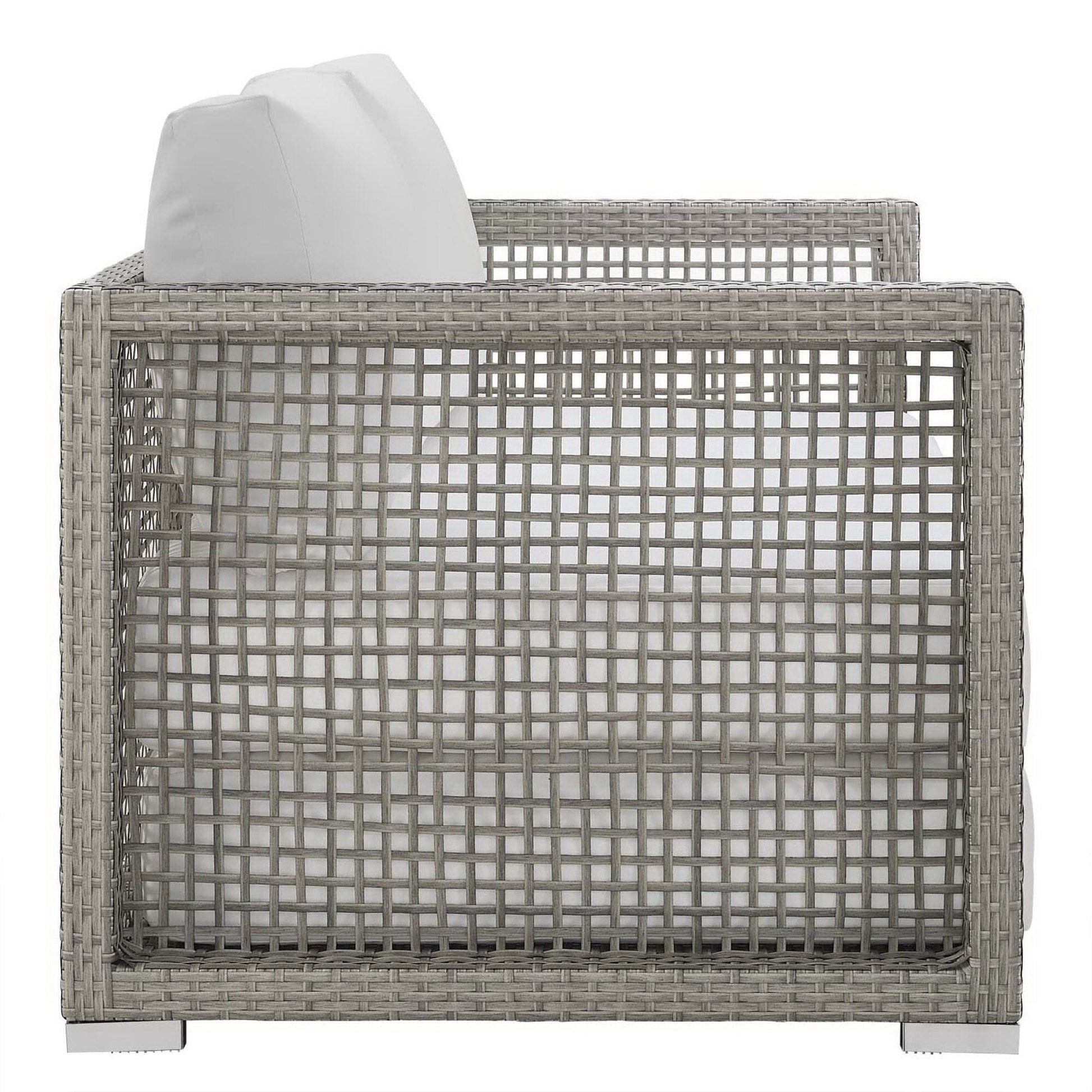 Aura 3 Piece Outdoor Patio Wicker Rattan Seating Set (Gray / White) by Modway Conversation Set Modway 
