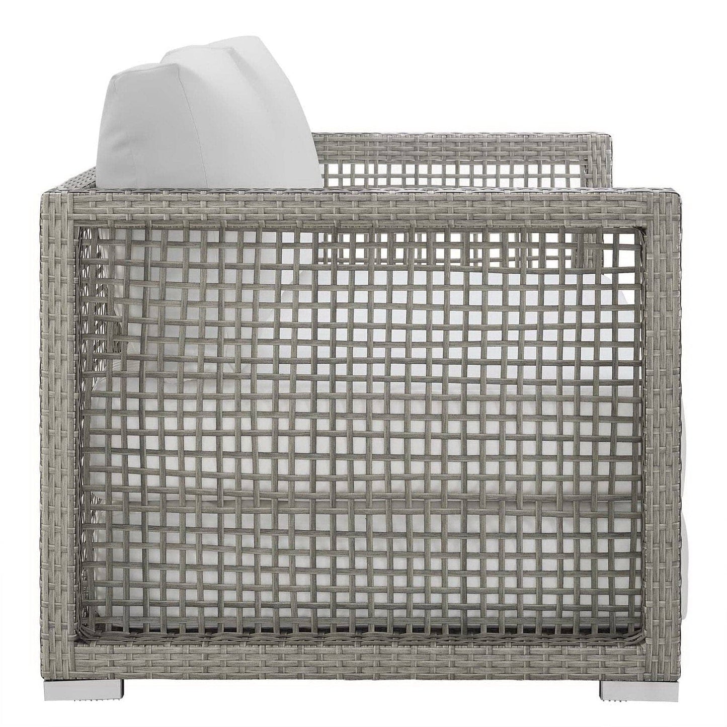 Aura 3 Piece Outdoor Patio Wicker Rattan Seating Set (Gray / White) by Modway Outdoor Seating Set Modway 