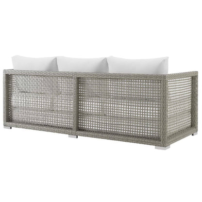 Aura 3 Piece Outdoor Patio Wicker Rattan Seating Set (Gray / White) by Modway Outdoor Seating Set Modway 