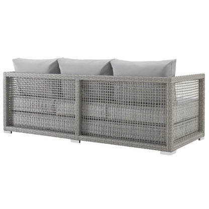 Aura 3 Piece Outdoor Patio Wicker Rattan Set (Gray / Gray) by Modway Conversation Set Modway 