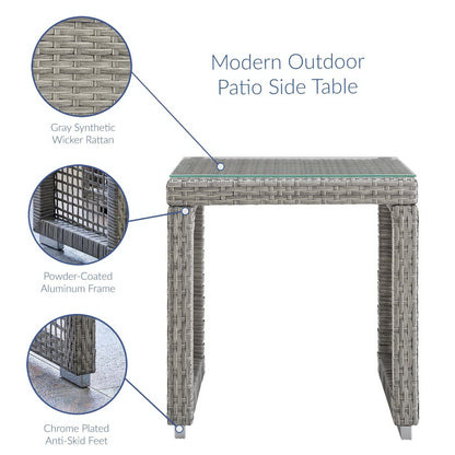 Aura 3 Piece Outdoor Patio Wicker Rattan Set (Gray / Gray) by Modway Conversation Set Modway 