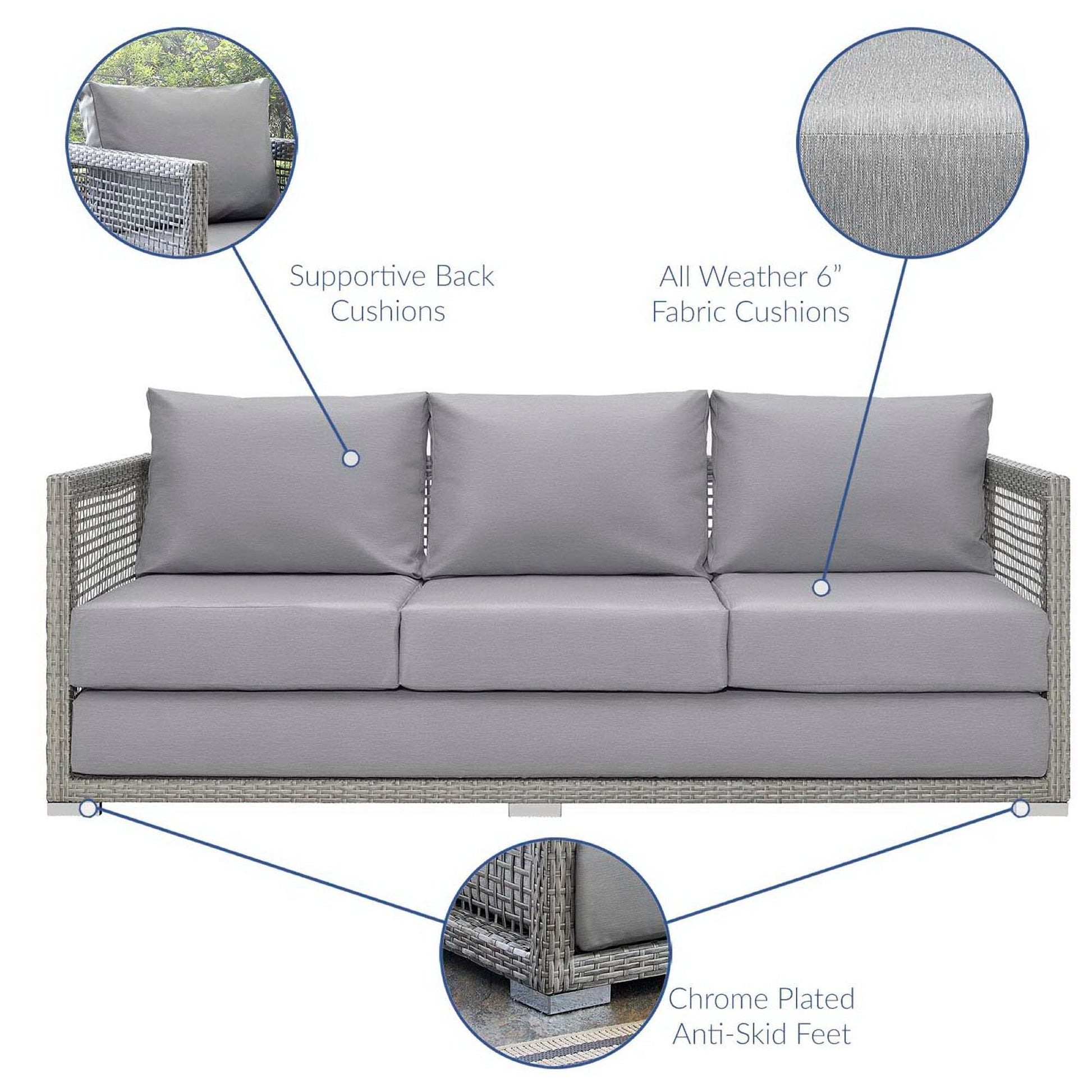 Aura 3 Piece Outdoor Patio Wicker Rattan Set (Gray / Gray) by Modway Conversation Set Modway 