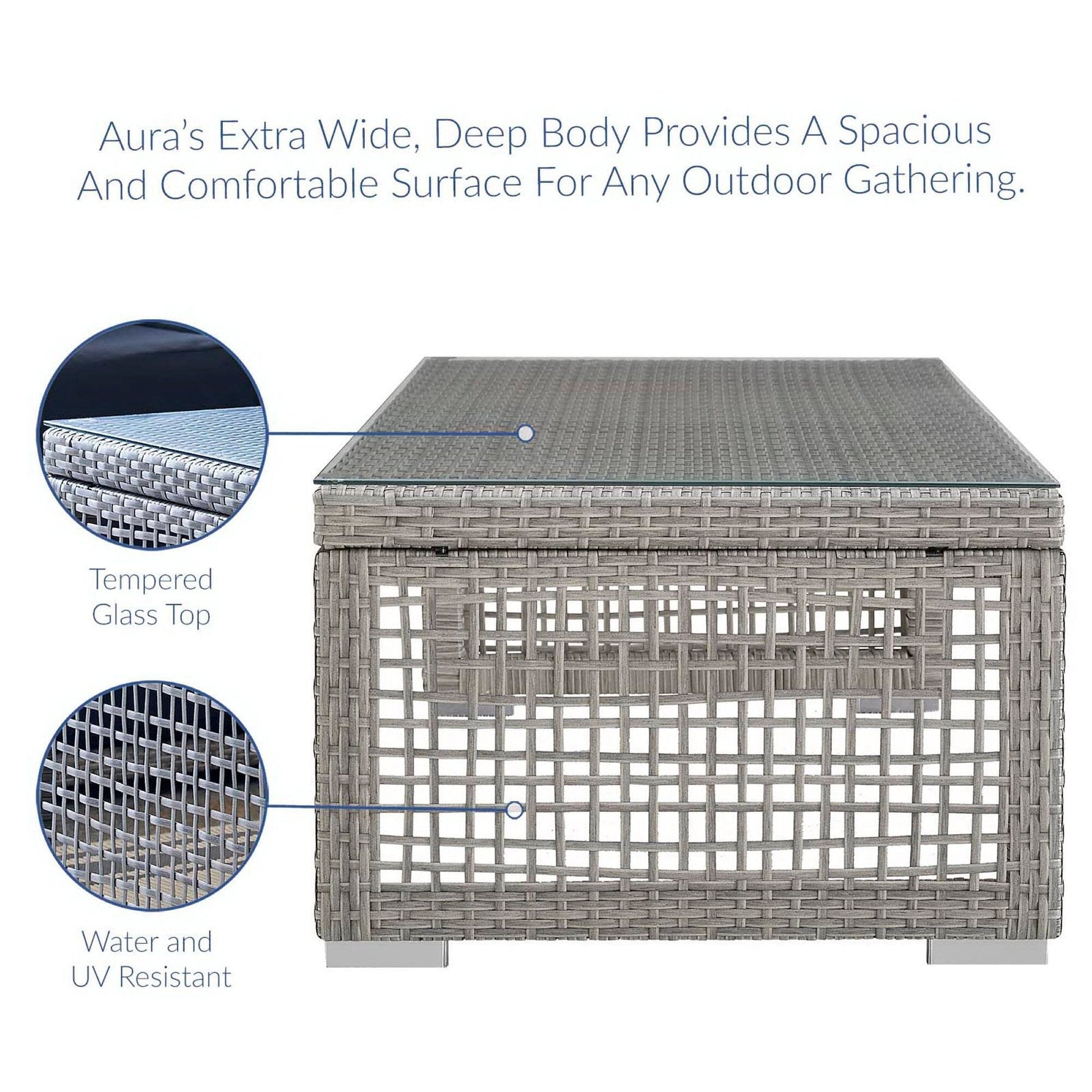 Aura 3 Piece Outdoor Patio Wicker Rattan Set (Gray / Gray) by Modway Conversation Set Modway 