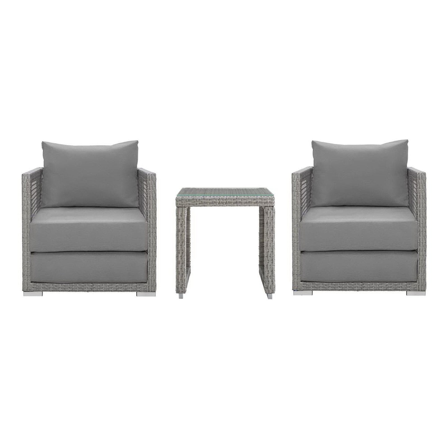 Aura 3 Piece Outdoor Patio Wicker Rattan Set (Gray / Gray) by Modway Conversation Set Modway 