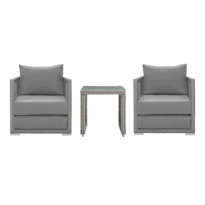 Aura 3 Piece Outdoor Patio Wicker Rattan Set (Gray / Gray) by Modway Conversation Set Modway 