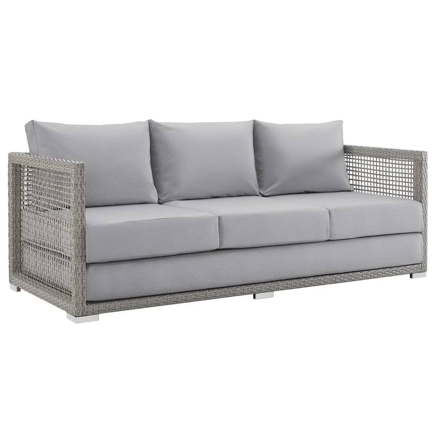 Aura 3 Piece Outdoor Patio Wicker Rattan Set (Gray / Gray) by Modway Outdoor Patio Seating Set Modway 