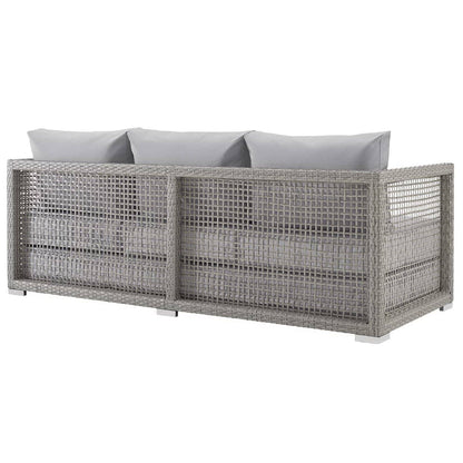 Aura 3 Piece Outdoor Patio Wicker Rattan Set (Gray / Gray) by Modway Outdoor Patio Seating Set Modway 