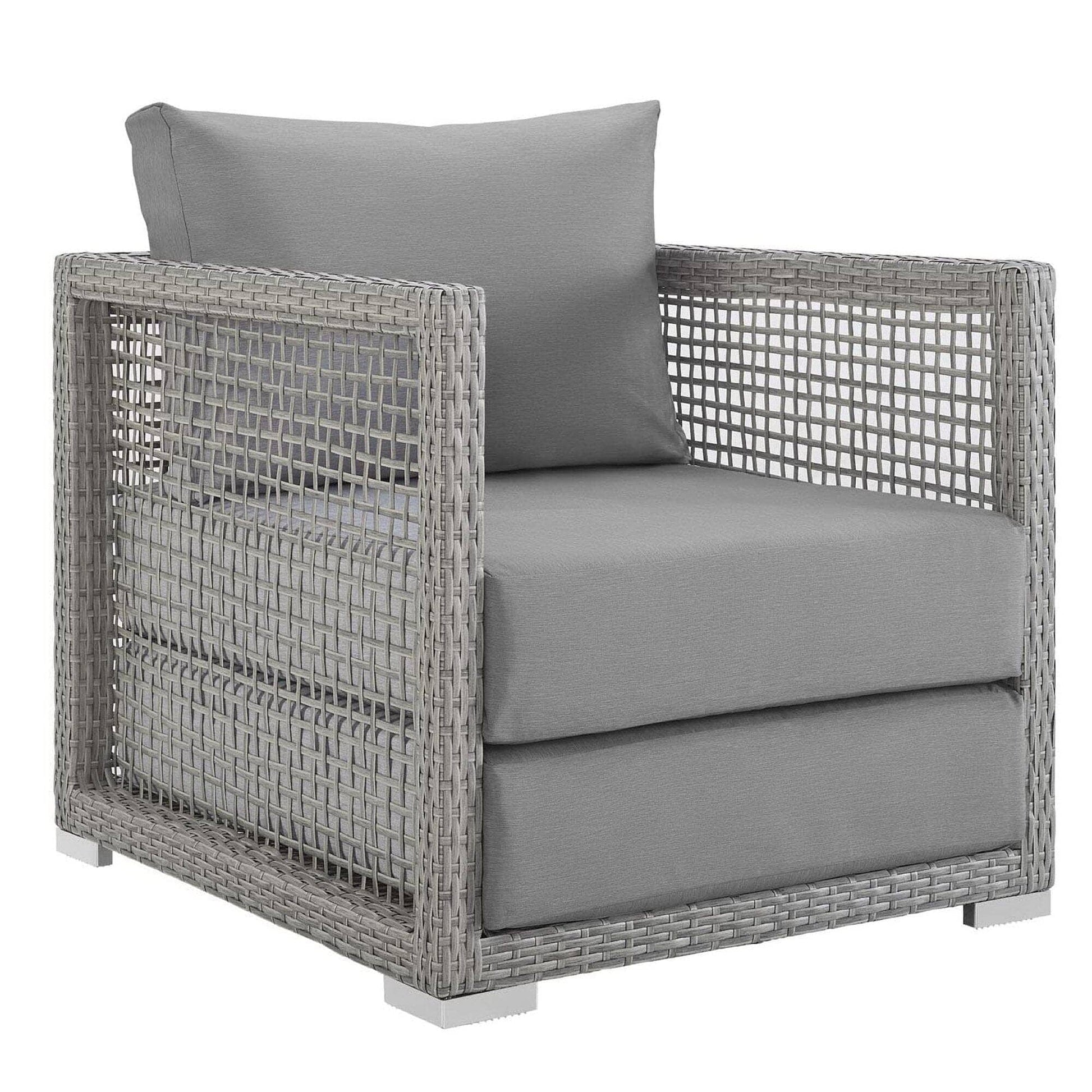 Aura 3 Piece Outdoor Patio Wicker Rattan Set (Gray / Gray) by Modway Outdoor Patio Seating Set Modway 