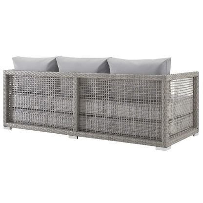 Aura 3 Piece Outdoor Patio Wicker Rattan Set (Gray / Gray) by Modway Outdoor Patio Seating Set Modway 