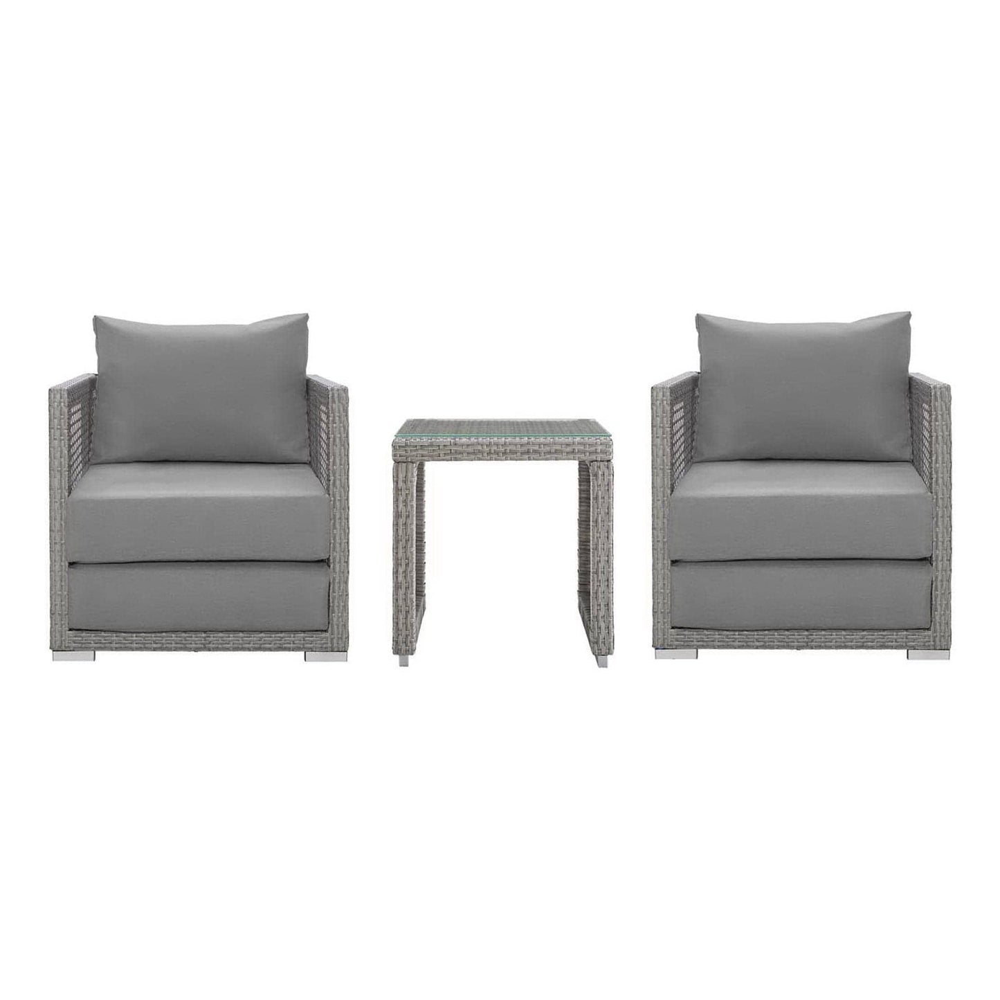 Aura 3 Piece Outdoor Patio Wicker Rattan Set (Gray / Gray) by Modway Outdoor Seating Set Modway 
