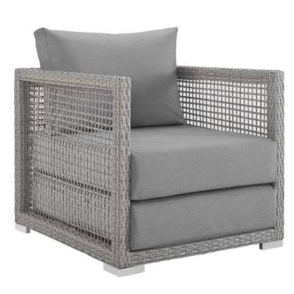 Aura 3 Piece Outdoor Patio Wicker Rattan Set (Gray / Gray) by Modway Outdoor Seating Set Modway 