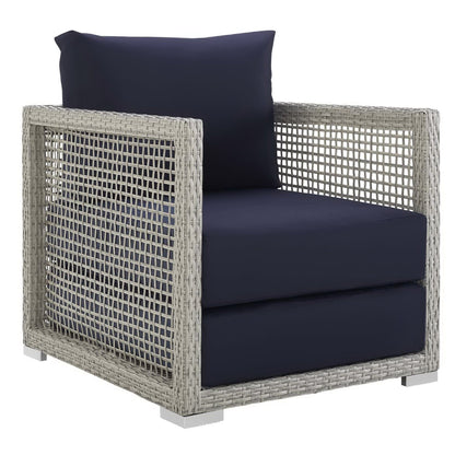 Aura 3 Piece Outdoor Patio Wicker Rattan Set (Gray / Navy) by Modway Conversation Set Modway 