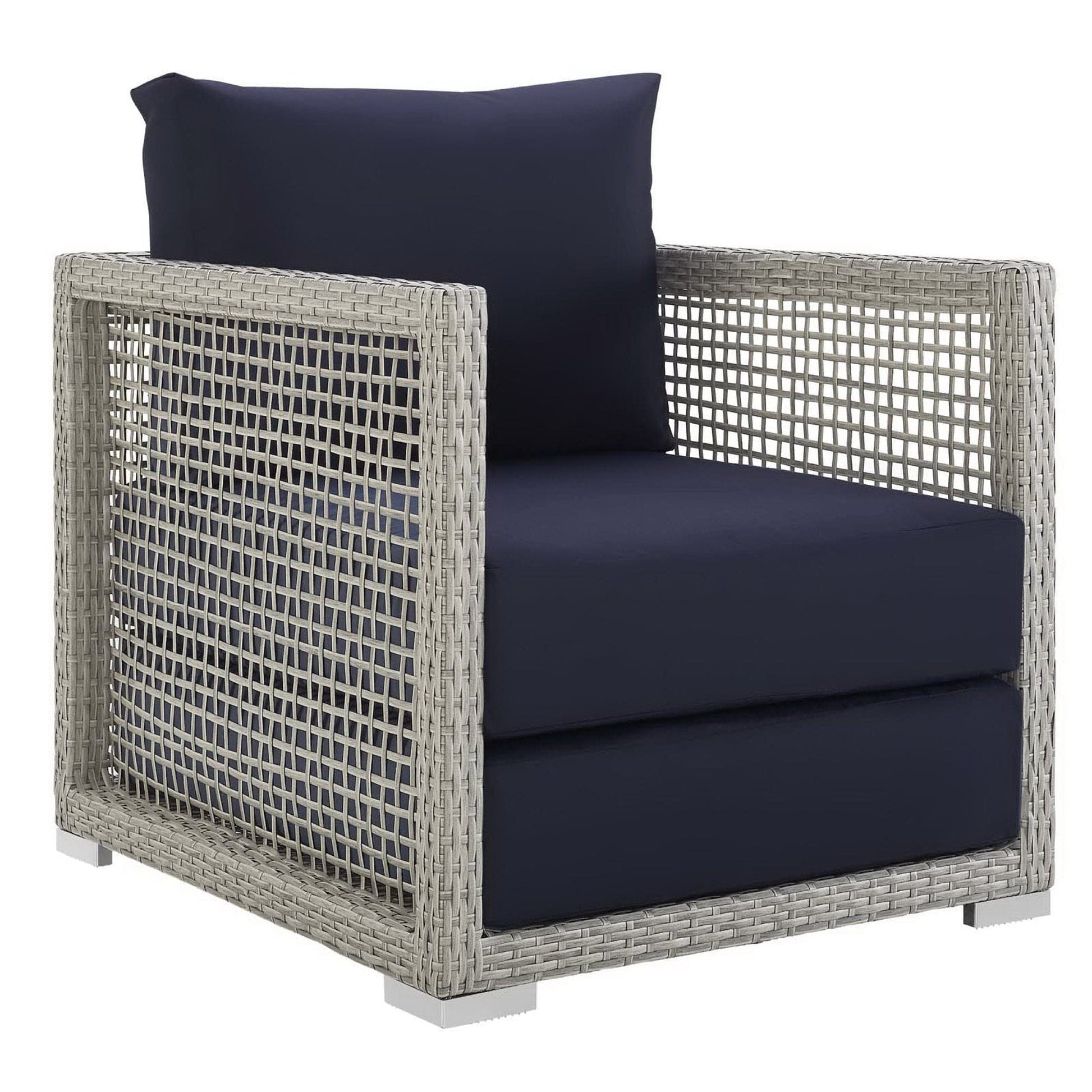 Aura 3 Piece Outdoor Patio Wicker Rattan Set (Gray / Navy) by Modway Conversation Set Modway 