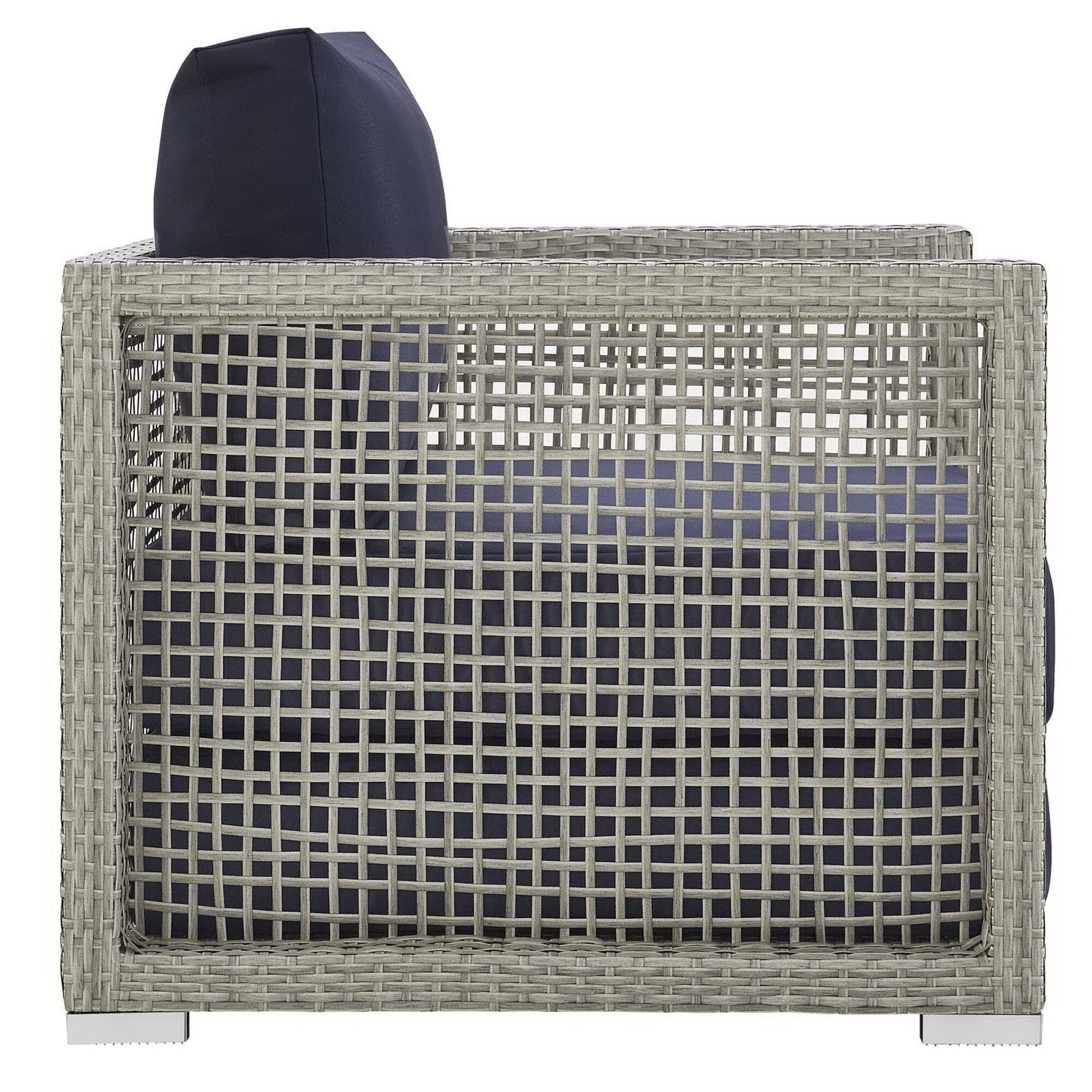 Aura 3 Piece Outdoor Patio Wicker Rattan Set (Gray / Navy) by Modway Conversation Set Modway 