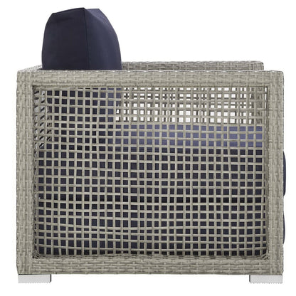 Aura 3 Piece Outdoor Patio Wicker Rattan Set (Gray / Navy) by Modway Conversation Set Modway 