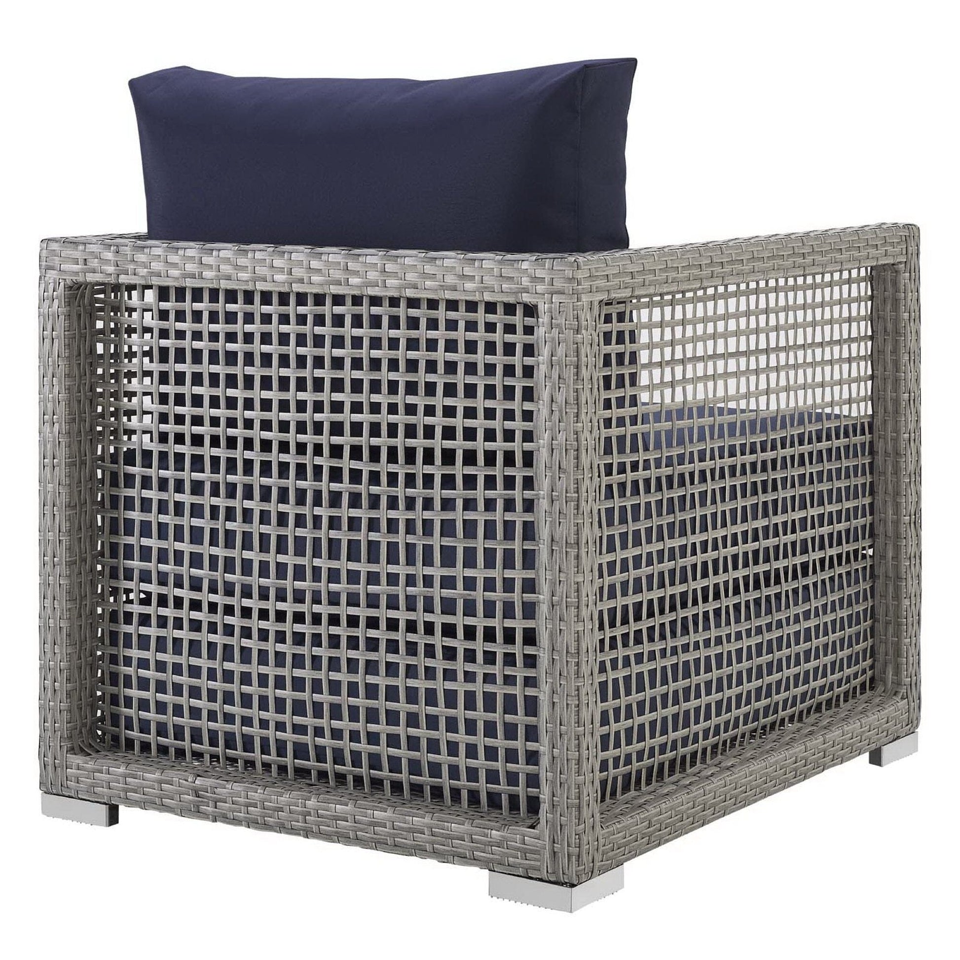 Aura 3 Piece Outdoor Patio Wicker Rattan Set (Gray / Navy) by Modway Conversation Set Modway 