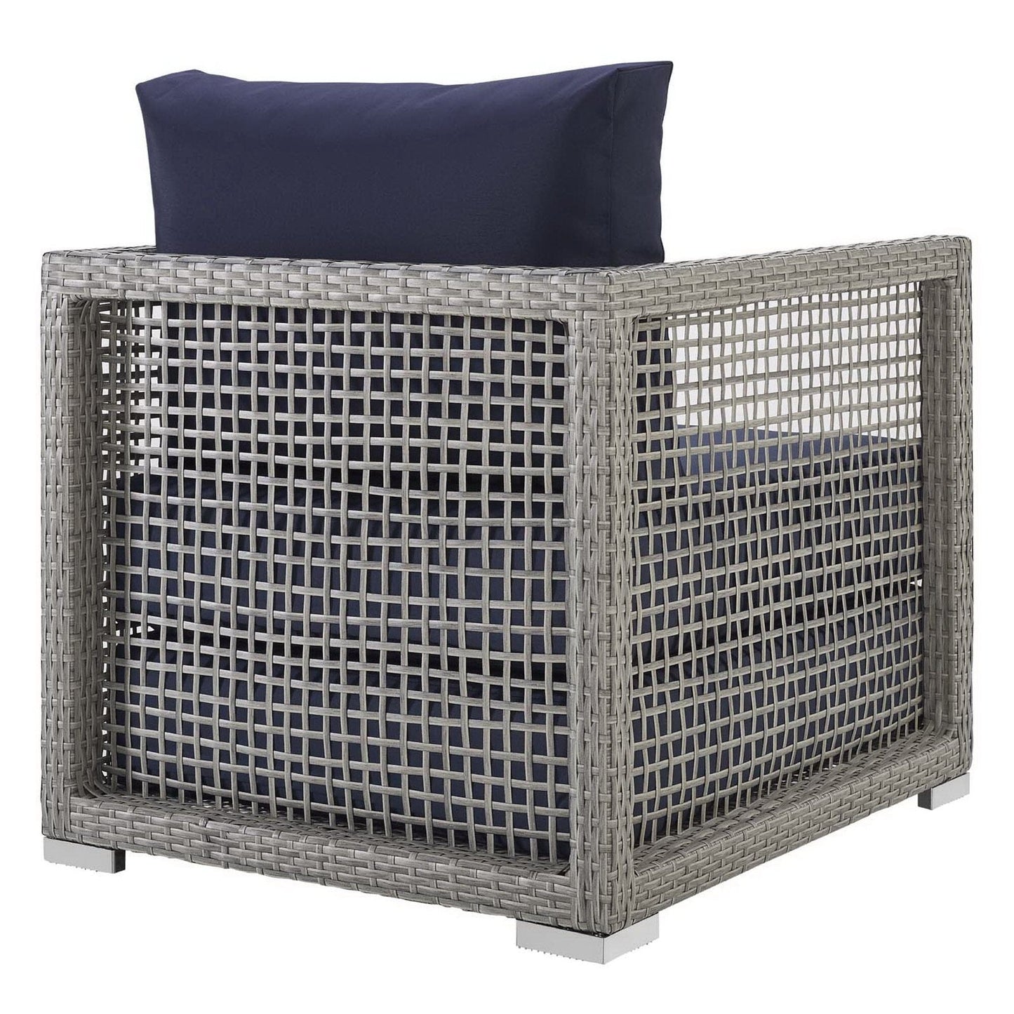 Aura 3 Piece Outdoor Patio Wicker Rattan Set (Gray / Navy) by Modway Conversation Set Modway 