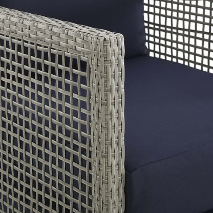 Aura 3 Piece Outdoor Patio Wicker Rattan Set (Gray / Navy) by Modway Conversation Set Modway 