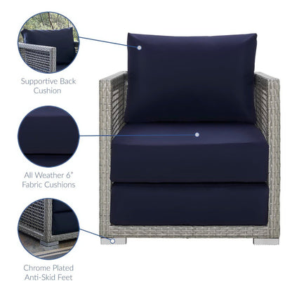 Aura 3 Piece Outdoor Patio Wicker Rattan Set (Gray / Navy) by Modway Conversation Set Modway 