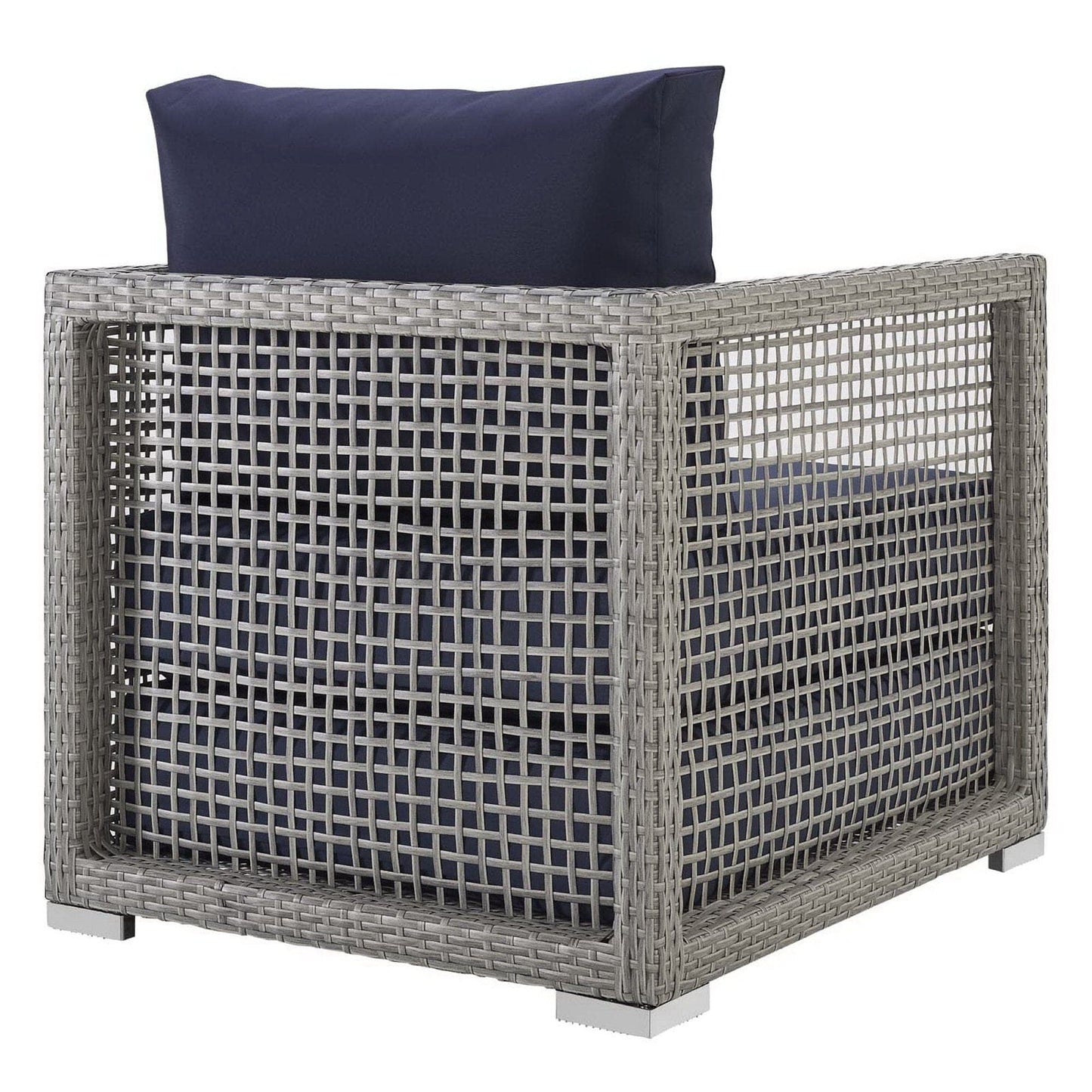 Aura 3 Piece Outdoor Patio Wicker Rattan Set (Gray / Navy) by Modway Outdoor Patio Seating Set Modway 