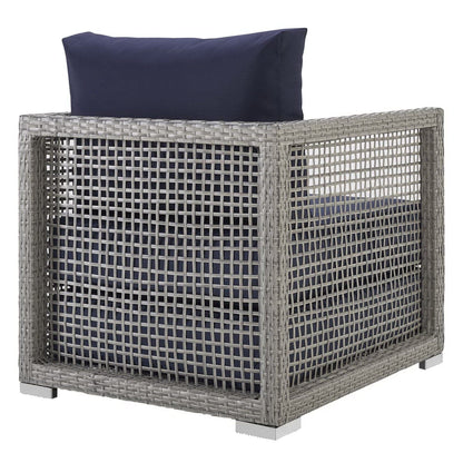 Aura 3 Piece Outdoor Patio Wicker Rattan Set (Gray / Navy) by Modway Outdoor Patio Seating Set Modway 