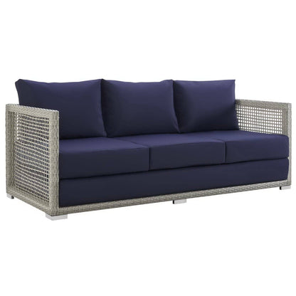 Aura 3 Piece Outdoor Patio Wicker Rattan Set (Gray / Navy) by Modway Outdoor Patio Seating Set Modway 