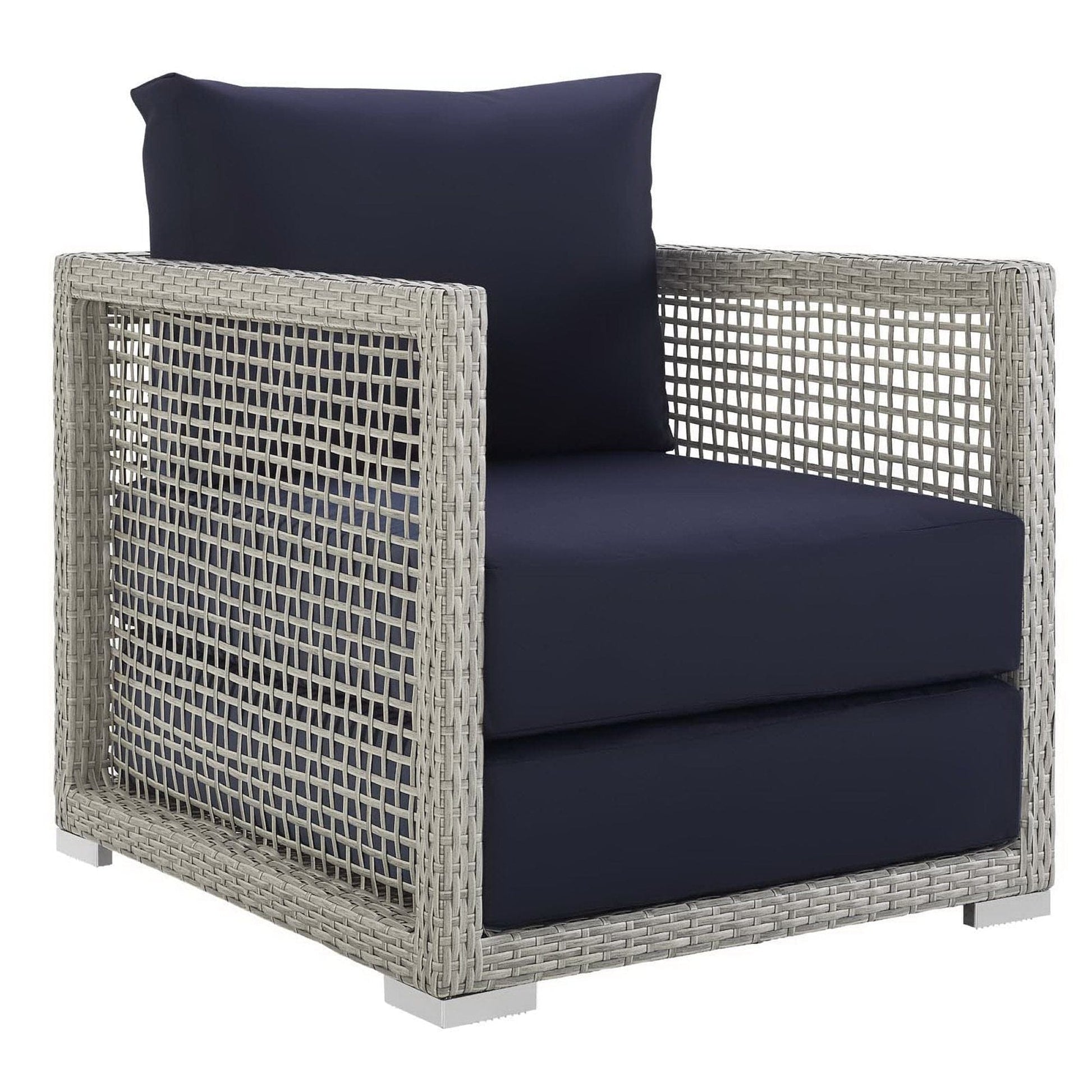 Aura 3 Piece Outdoor Patio Wicker Rattan Set (Gray / Navy) by Modway Outdoor Patio Seating Set Modway 