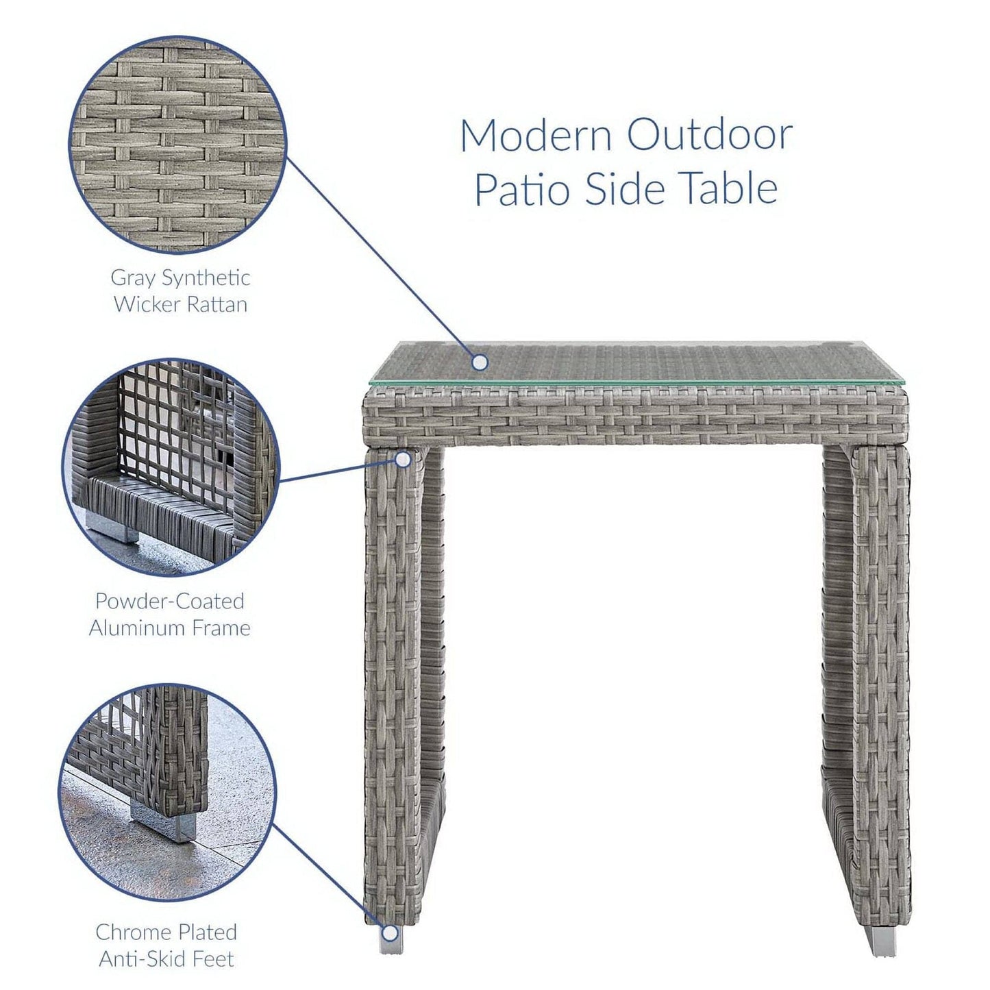 Aura 3 Piece Outdoor Patio Wicker Rattan Set (Gray / Navy) by Modway Outdoor Patio Seating Set Modway 