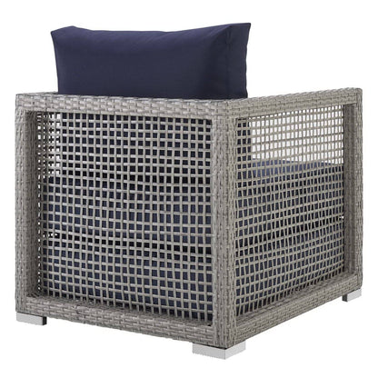 Aura 3 Piece Outdoor Patio Wicker Rattan Set (Gray / Navy) by Modway Outdoor Seating Set Modway 