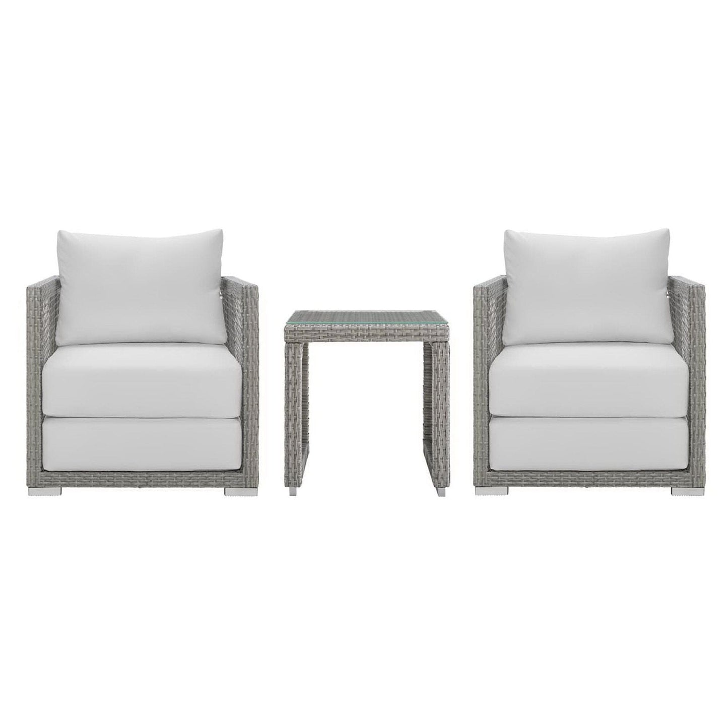 Aura 3 Piece Outdoor Patio Wicker Rattan Set (Gray / White) by Modway Conversation Set Modway 