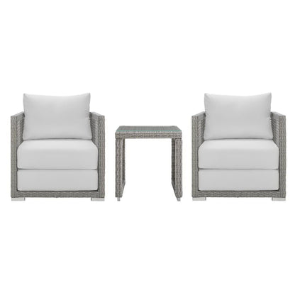 Aura 3 Piece Outdoor Patio Wicker Rattan Set (Gray / White) by Modway Conversation Set Modway 