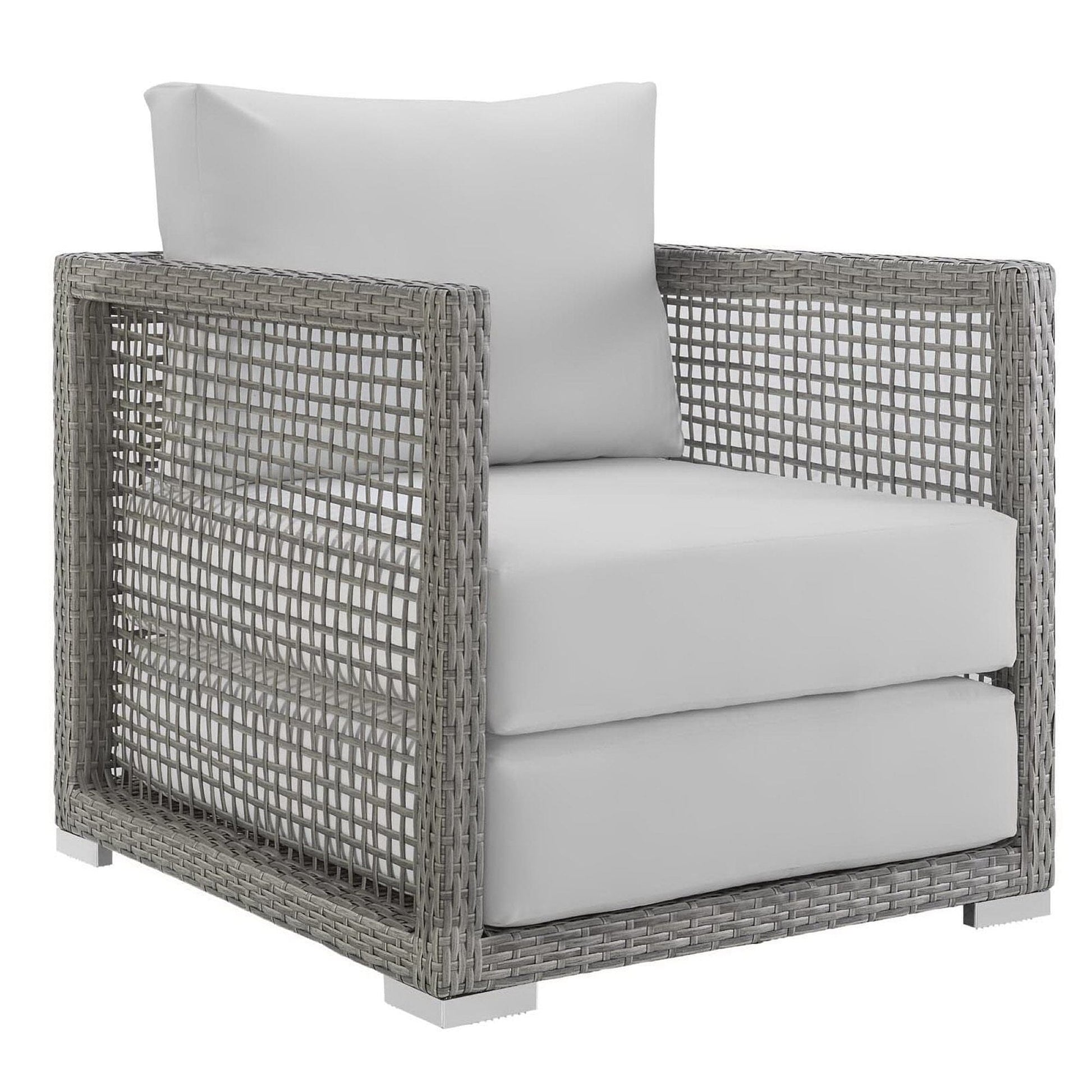 Aura 3 Piece Outdoor Patio Wicker Rattan Set (Gray / White) by Modway Conversation Set Modway 