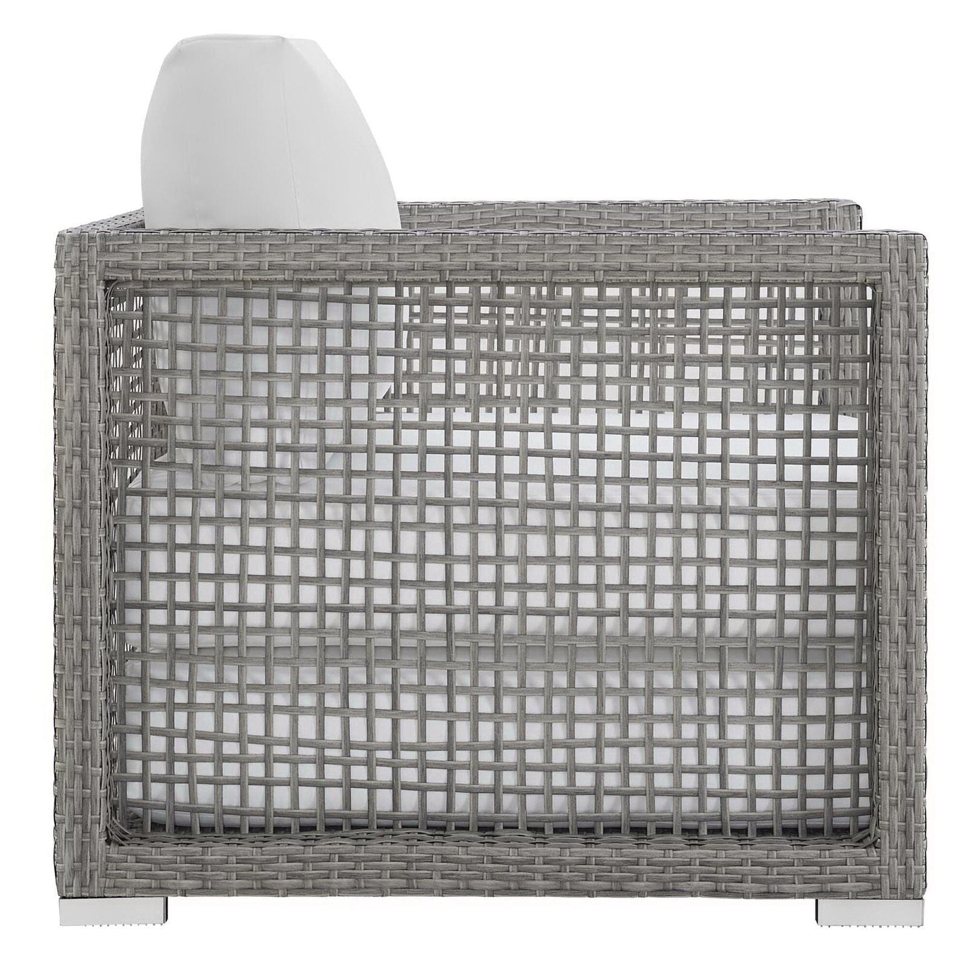Aura 3 Piece Outdoor Patio Wicker Rattan Set (Gray / White) by Modway Conversation Set Modway 