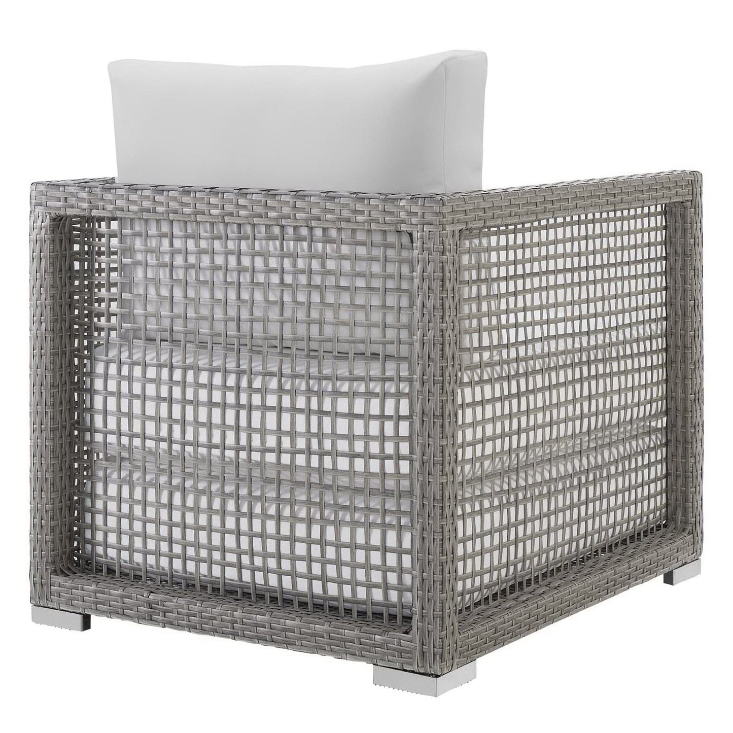 Aura 3 Piece Outdoor Patio Wicker Rattan Set (Gray / White) by Modway Conversation Set Modway 