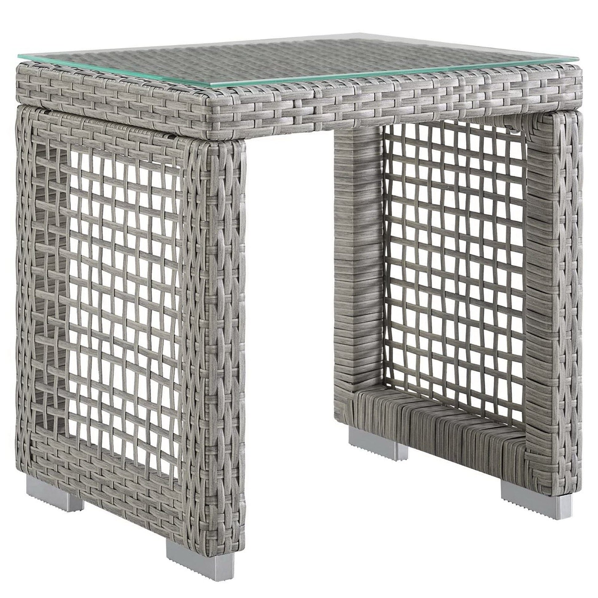 Aura 3 Piece Outdoor Patio Wicker Rattan Set (Gray / White) by Modway Conversation Set Modway 