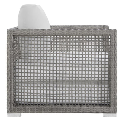 Aura 3 Piece Outdoor Patio Wicker Rattan Set (Gray / White) by Modway Conversation Set Modway 