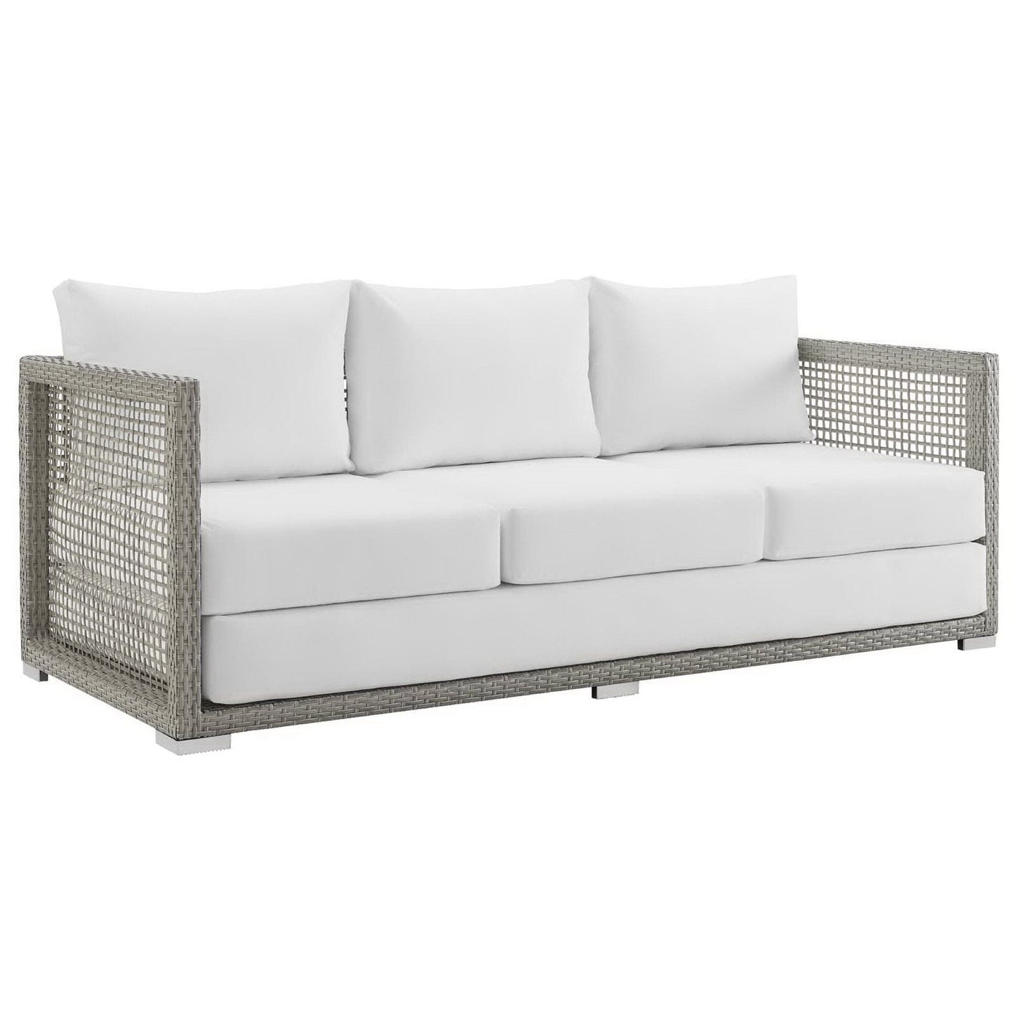 Aura 3 Piece Outdoor Patio Wicker Rattan Set (Gray / White) by Modway Conversation Set Modway 