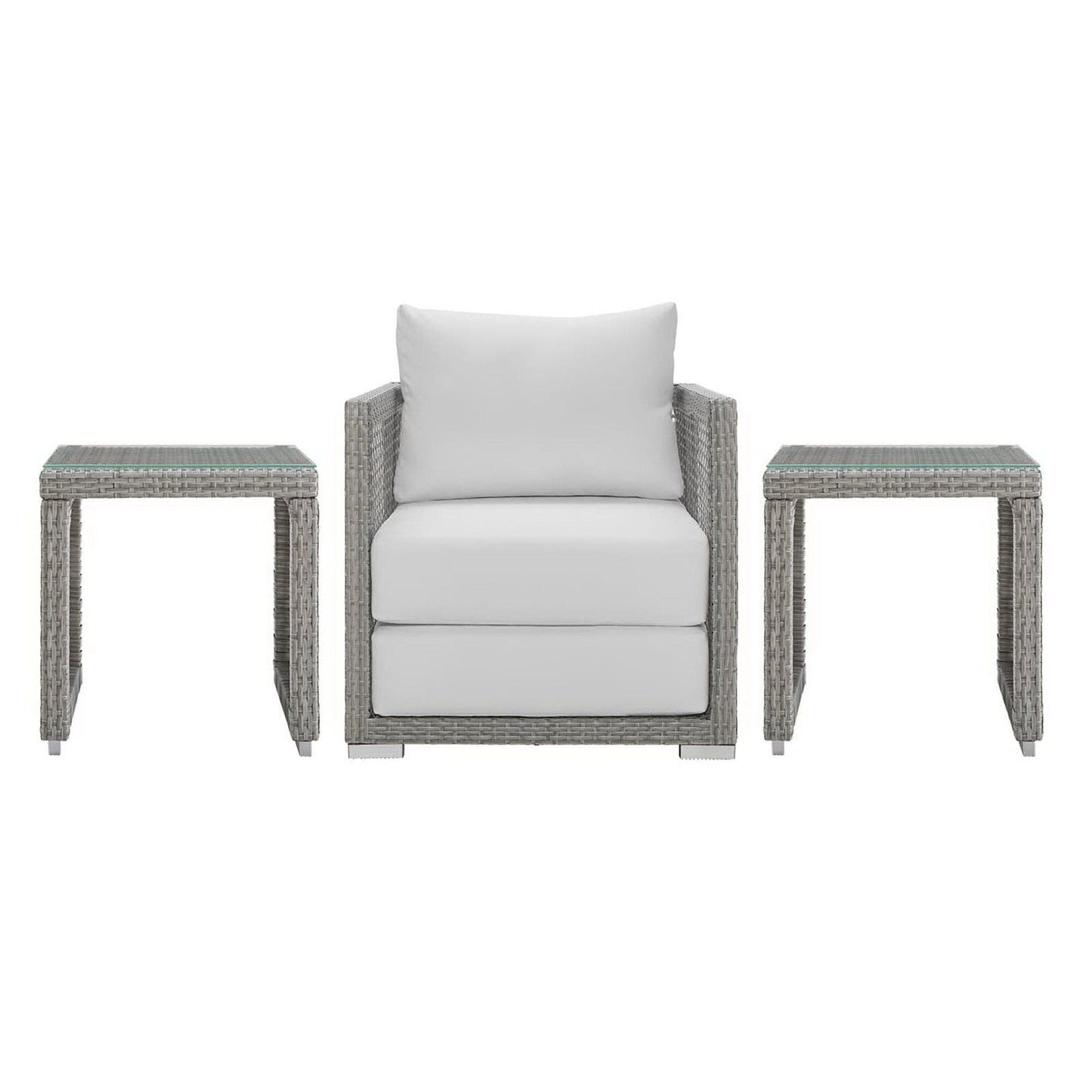 Aura 3 Piece Outdoor Patio Wicker Rattan Set (Gray / White) by Modway Conversation Set Modway 