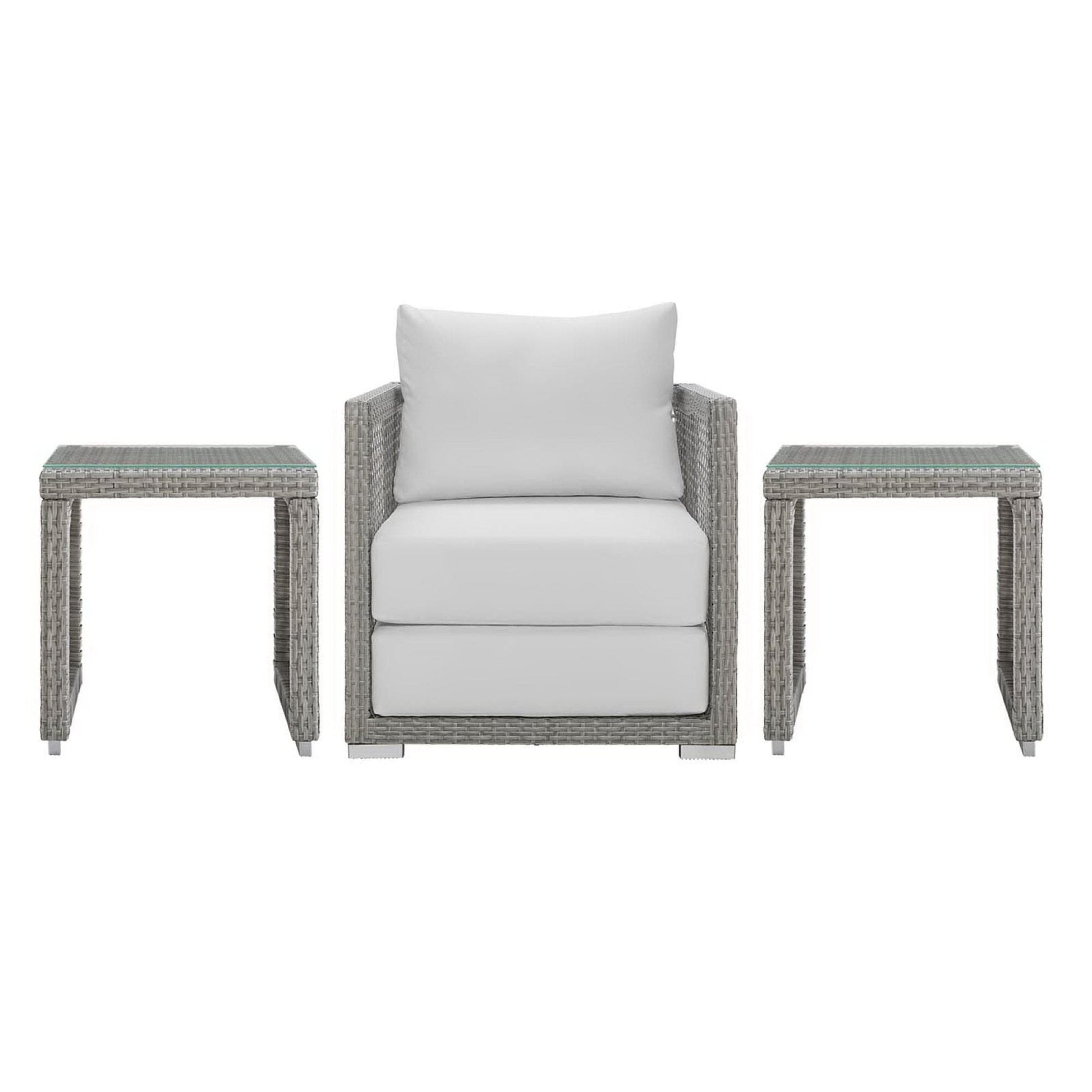 Aura 3 Piece Outdoor Patio Wicker Rattan Set (Gray / White) by Modway Conversation Set Modway 