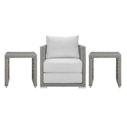 Aura 3 Piece Outdoor Patio Wicker Rattan Set (Gray / White) by Modway Conversation Set Modway 