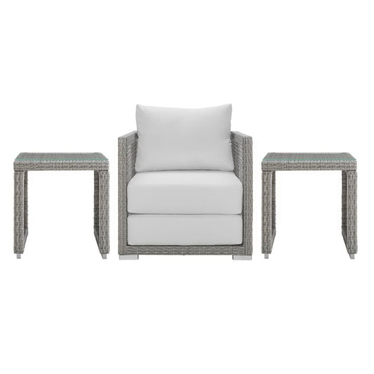Aura 3 Piece Outdoor Patio Wicker Rattan Set (Gray / White) by Modway Conversation Set Modway 