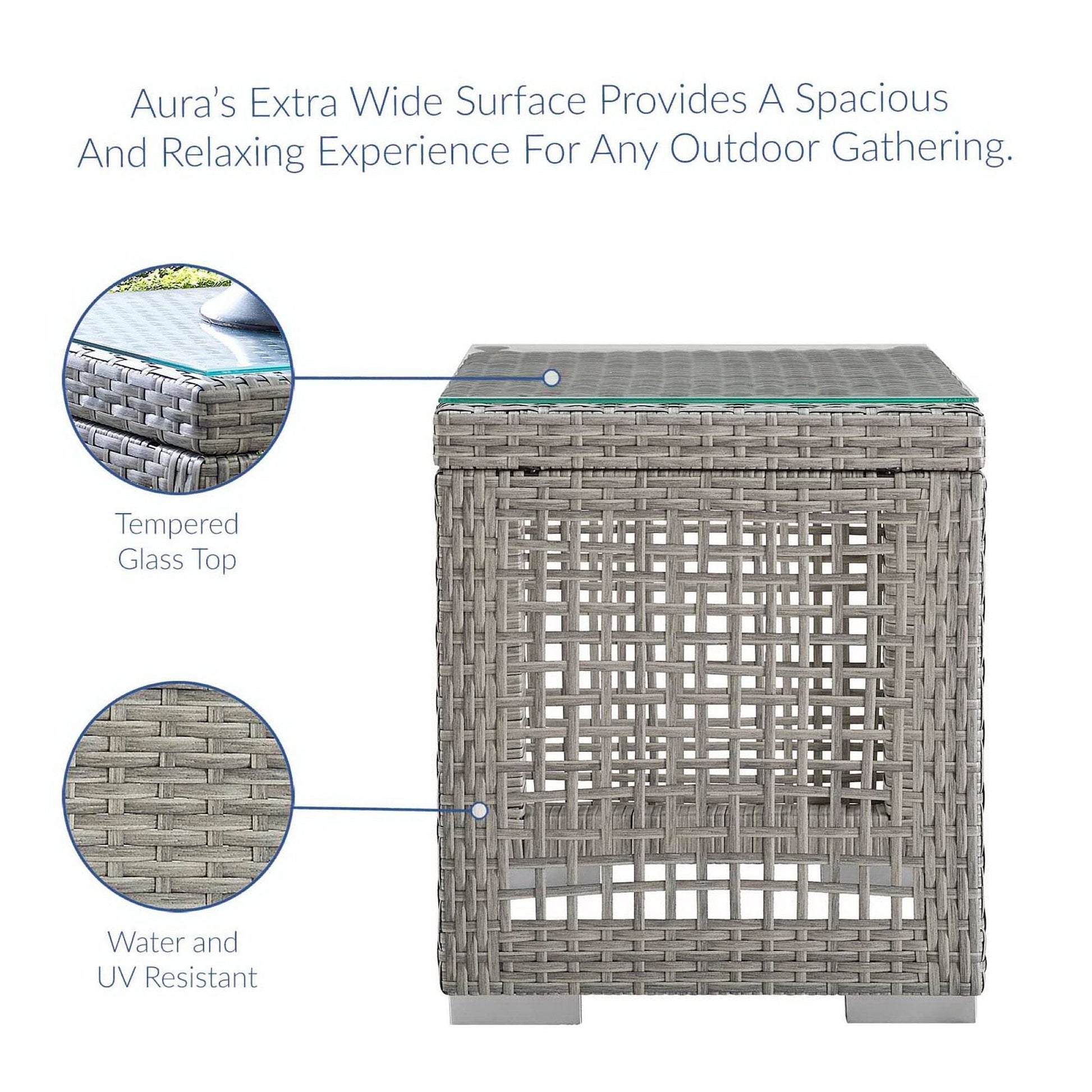 Aura 3 Piece Outdoor Patio Wicker Rattan Set (Gray / White) by Modway Conversation Set Modway 